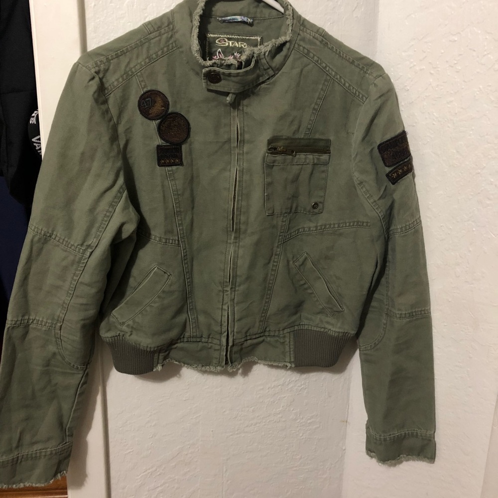 Army green jean jacket size large